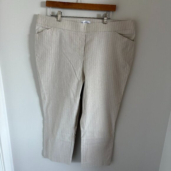 NORTHERN REFLECTIONS PULL-ON LINEN BLEND PINSTRIPE PANTS TROUSERS NEW SIZE XXL - Picture 1 of 7